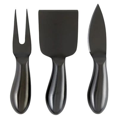 3 piece Matte Black Cheese Knives Book Box