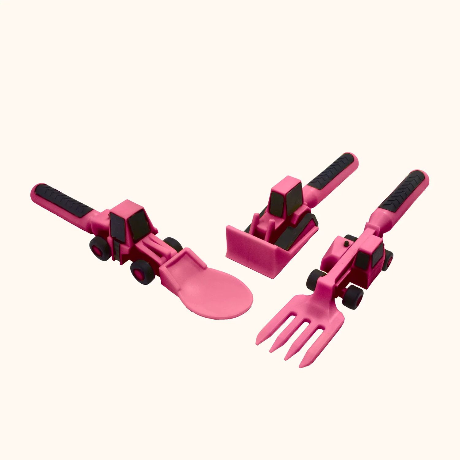 Constructive Eating Individual Utensils - , Type: Construction, Color: Pink, Size: Pusher