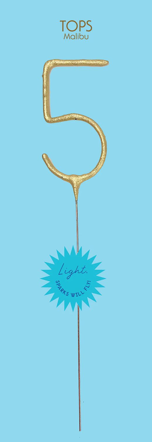 Grande Gold Number 5 Sparkler Wand 12"