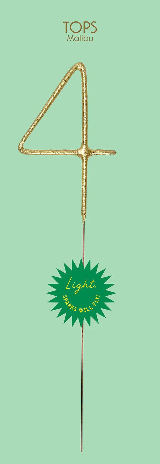 Grande Gold Number 4 Sparkler Wand 12"