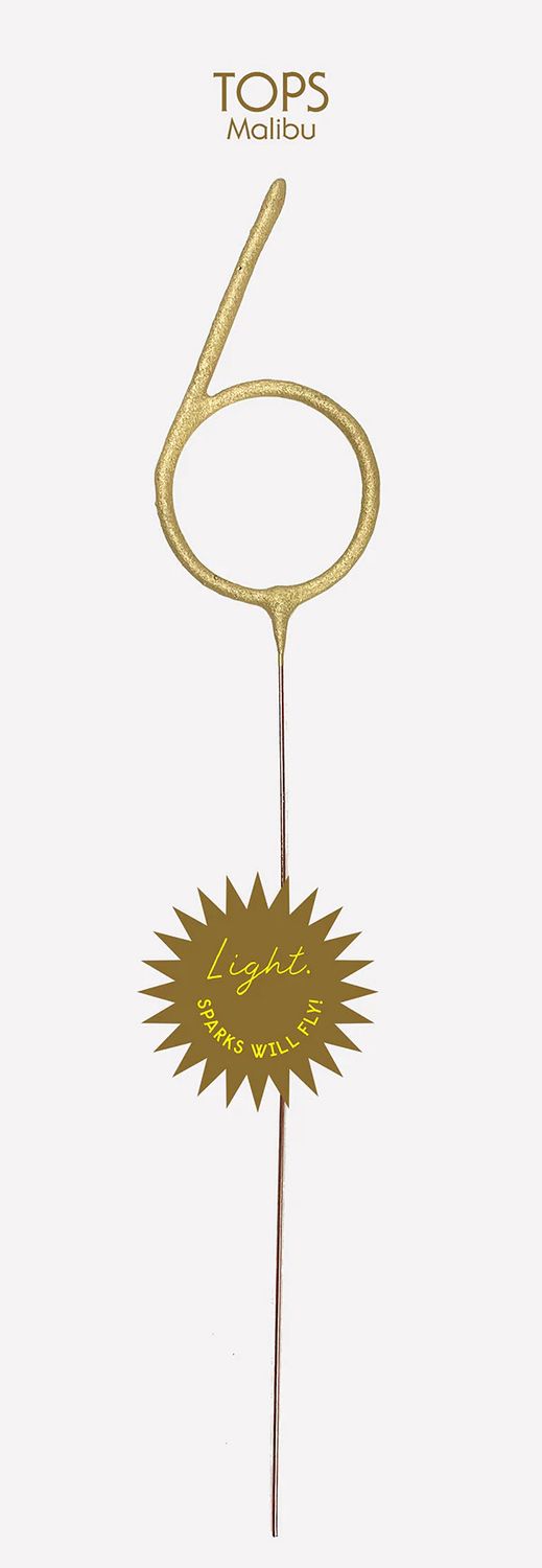 Grande Gold Number 6 Sparkler Wand 12"