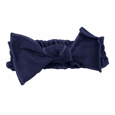 Organic French Terry Smocked Headband Size 0-12m in Indigo