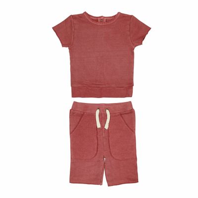 Kids' Organic French Terry Shorts &amp; Tee Set Size 18-24m in Sienna