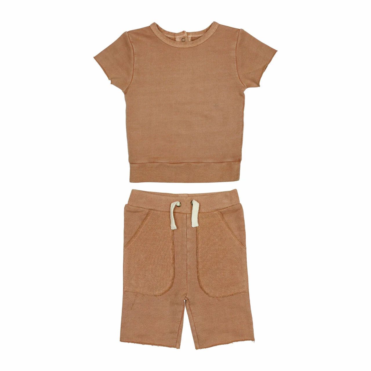 Kids' Organic French Terry Shorts &amp; Tee Set Size 3T in Adobe