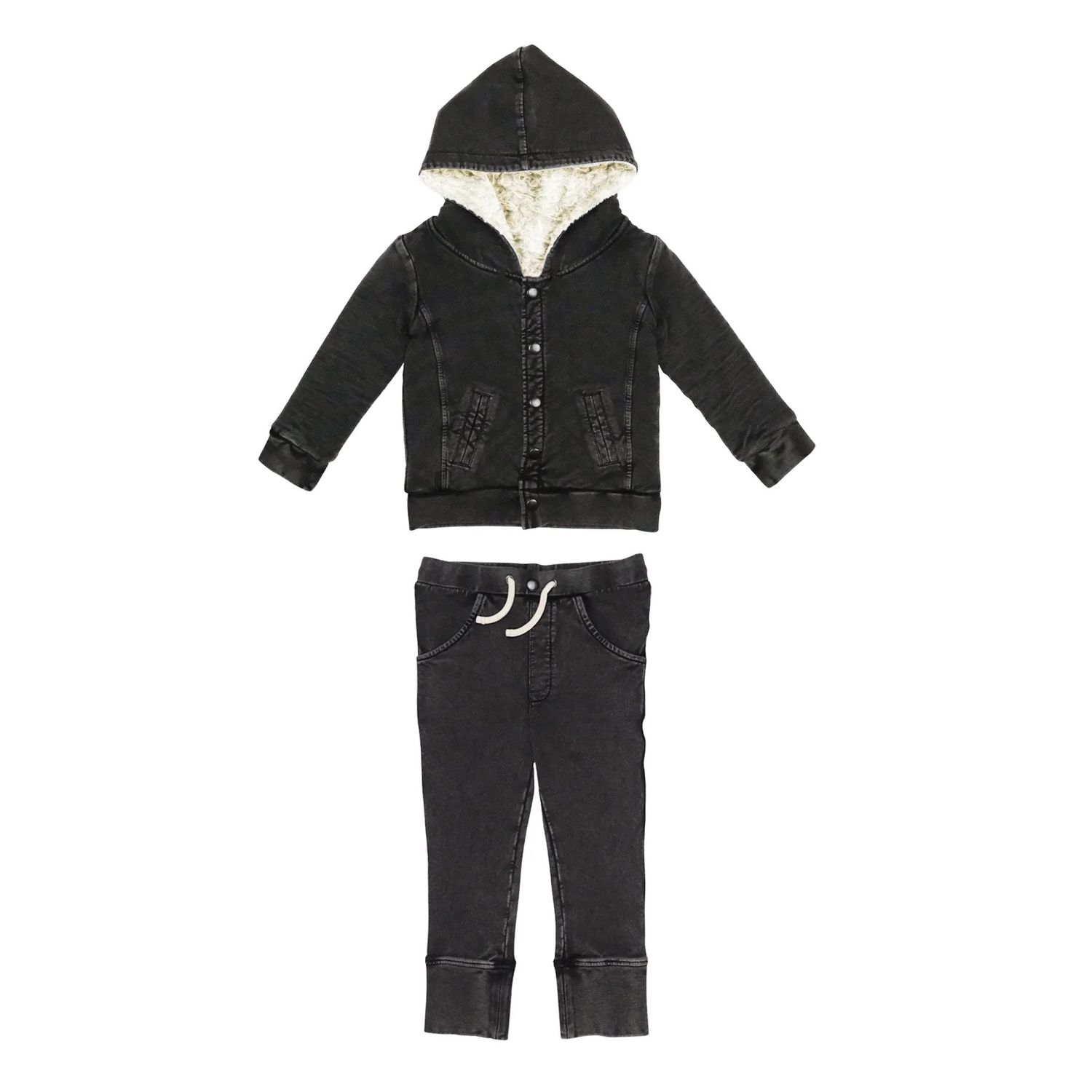 Kids' Organic Faux Denim Jacket &amp; Jogger Set Size 2T in Black