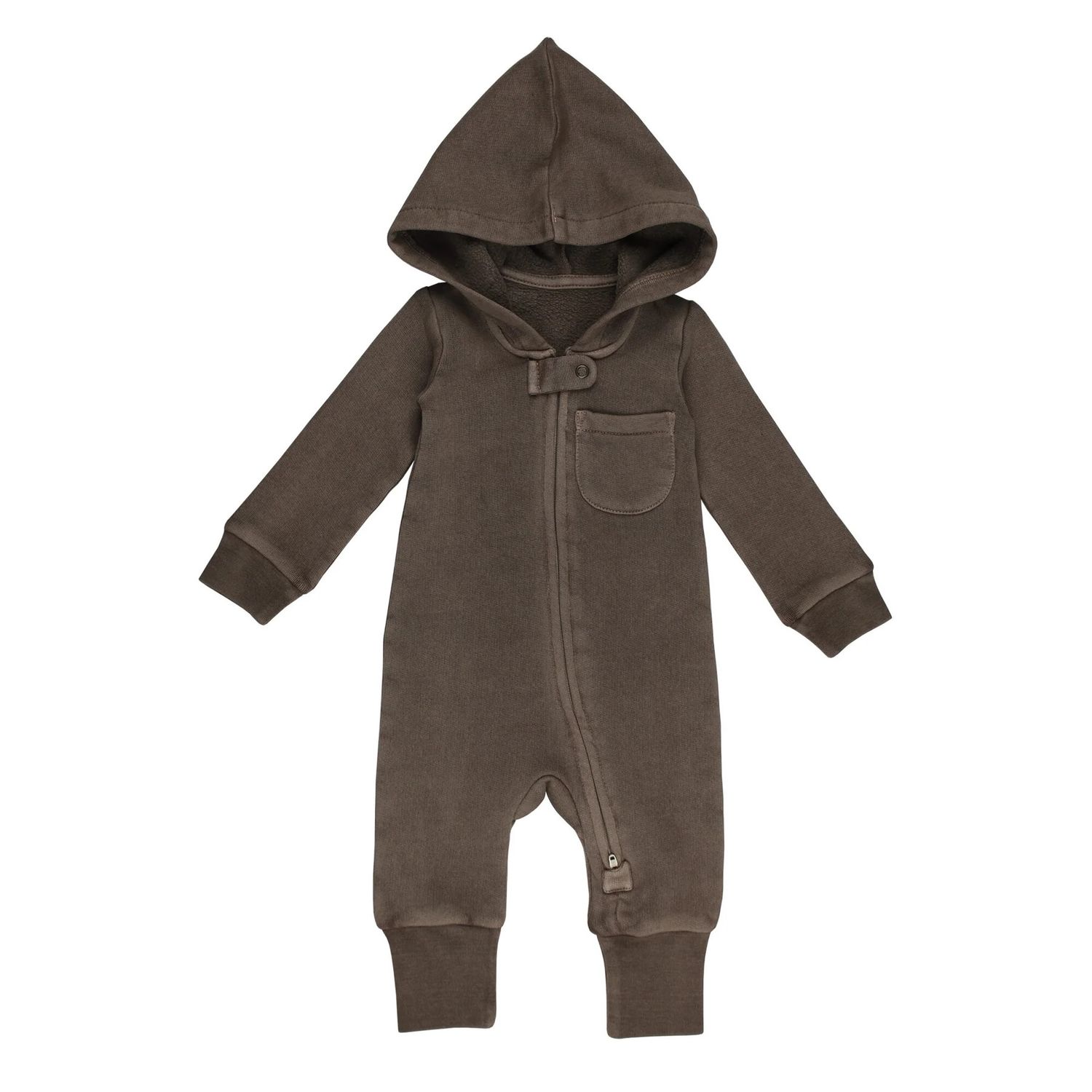 Organic Cozy Zipper Romper Size 6-9m in Bark
