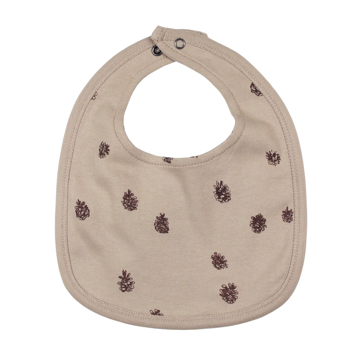 Organic 2-Layer Reversible Bib Size One Size in Oatmeal Pinecone