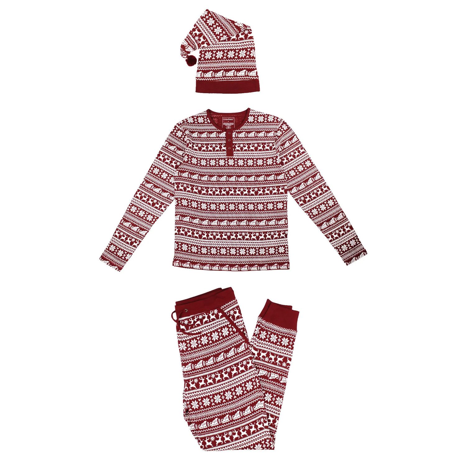 Men's Holiday Thermal PJ &amp; Cap Set , Color: Santa's Sleigh, Size: S