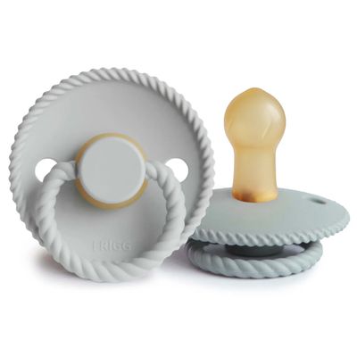 Mushie Frigg Rope Natural Rubber Pacifier 2-Pack - Silver Gray/French Gray (0-6m)