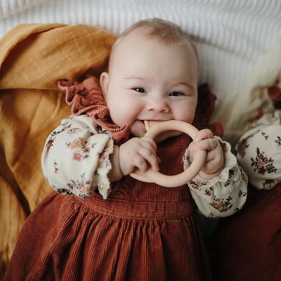 Mushie Cat Teether Ring - Blush
