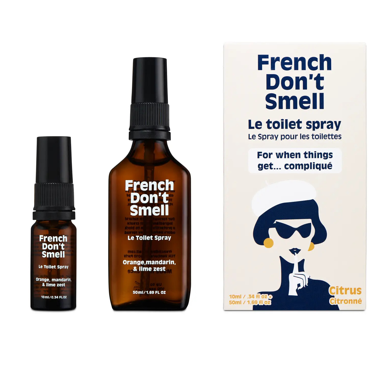 French Don't Smell: Home + Travel Toilet Spray - Citrus Duo (50ml/1.69 Fl Oz +10ml/0.34 Fl Oz )