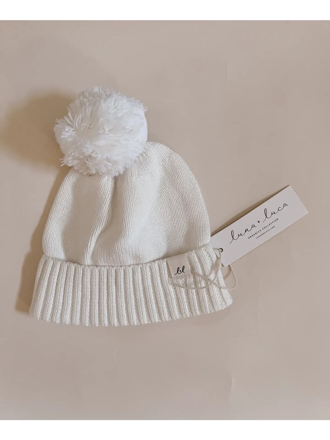 Luna + Luca Pom Beanie - White 0-3M