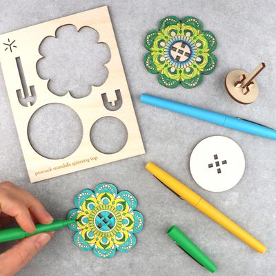 Mandala Large Spinning Top Kit - Peacock