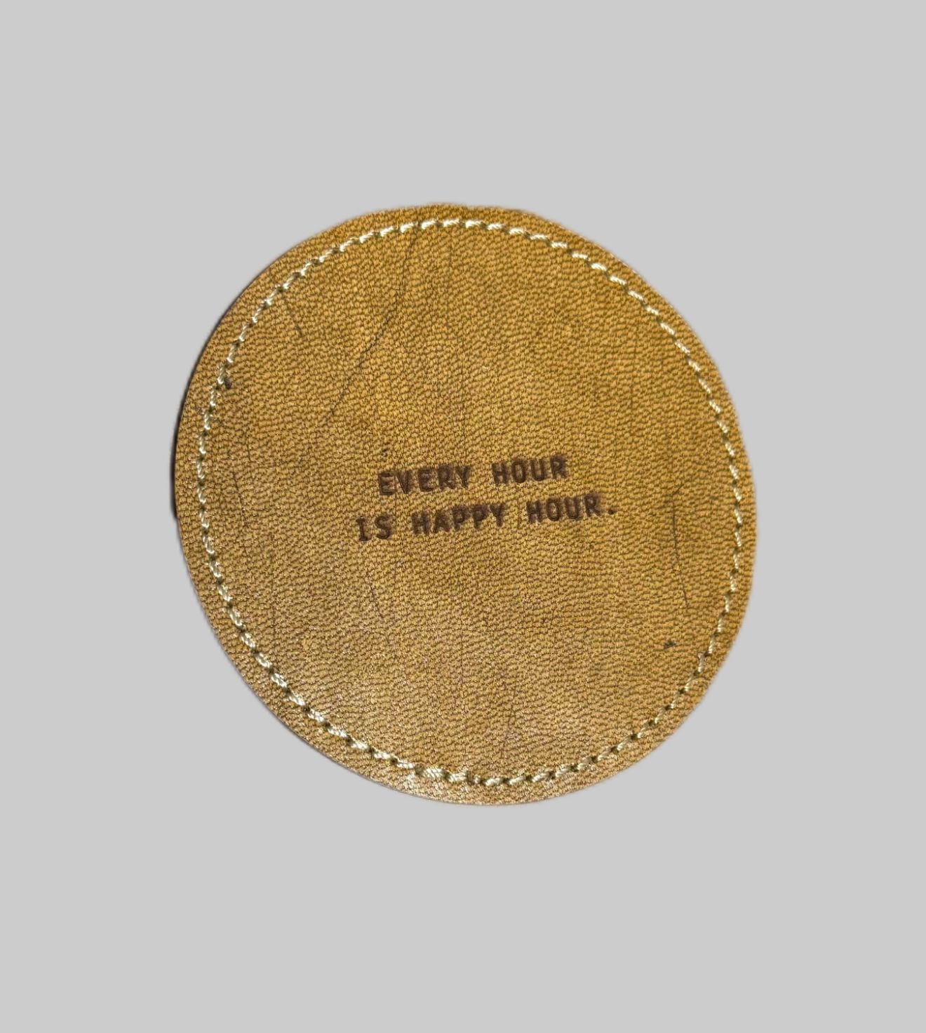 Sugarboo "Every Hour Is Happy Hour" Leather Coaster - , Color: Brown