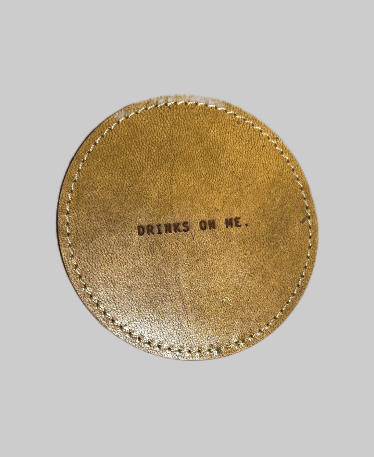 Sugarboo "Drinks On Me" Leather Coaster - , Color: Brown