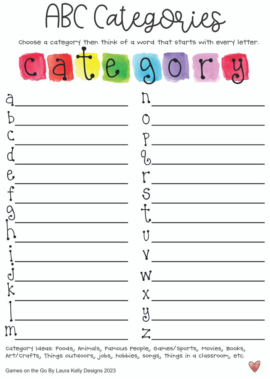 Games On The Go - , Type: ABC Categories