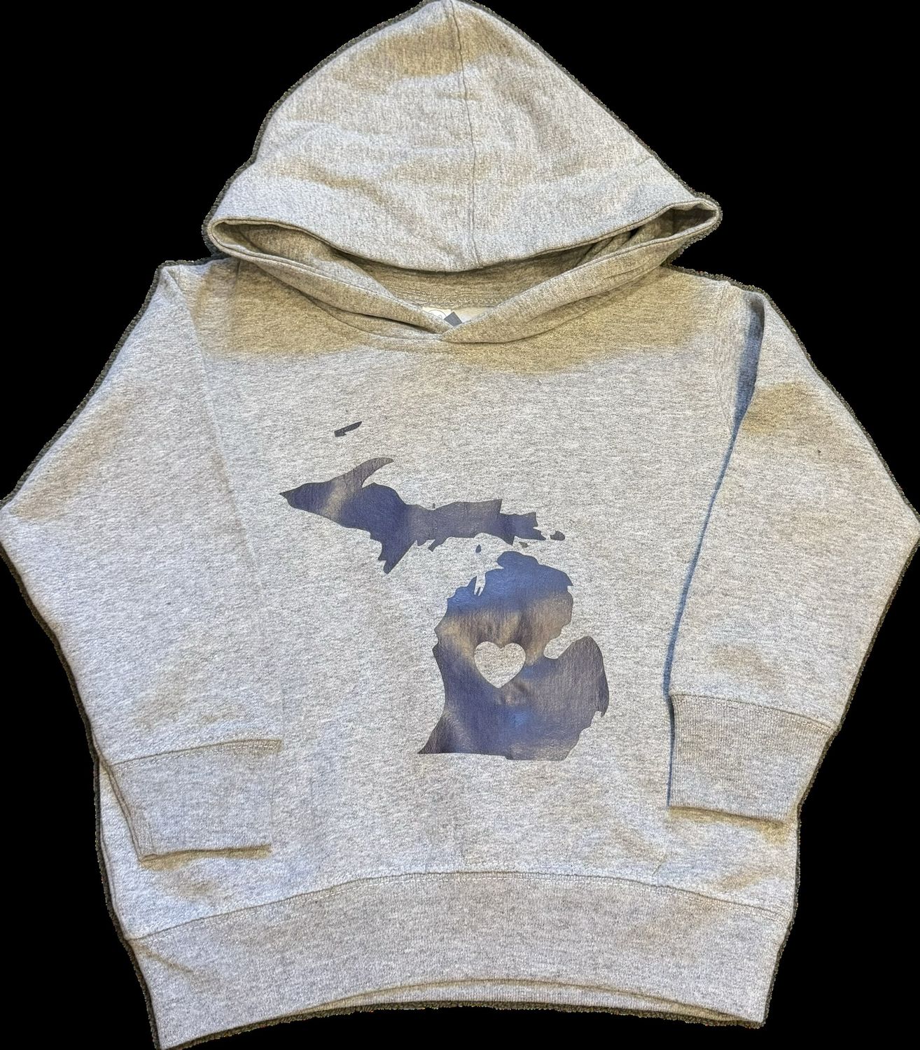Michigan Hoodie W/ Heart Heather Grey - , Size: 2T