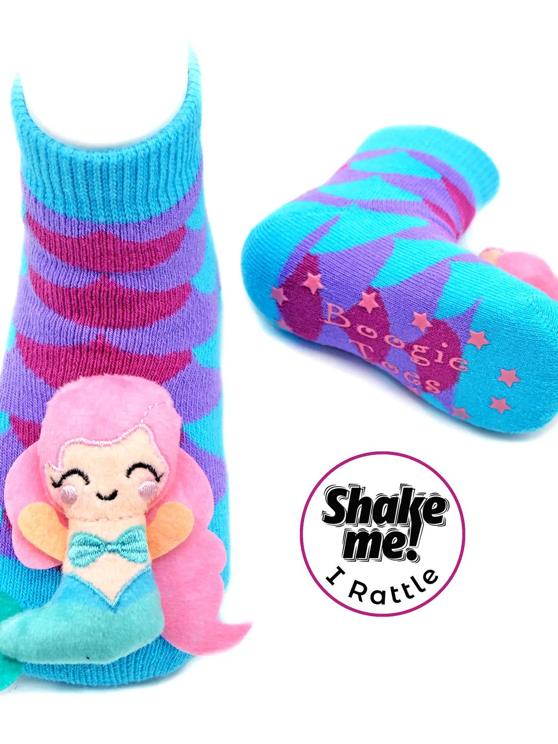 Rainbow Mermaid Boogie Toes Rattle Socks - , Size: 0-1Y