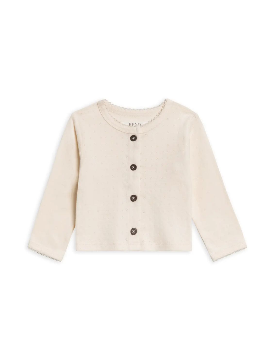 Clara Pointelle Button-Down Cardigan -, Color: Ivory -, Size: 2T