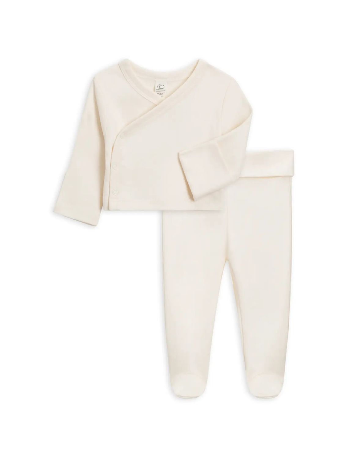Kimono Wrap Top and Footed Pant Set -, Color: Ivory -, Size: 0-3M