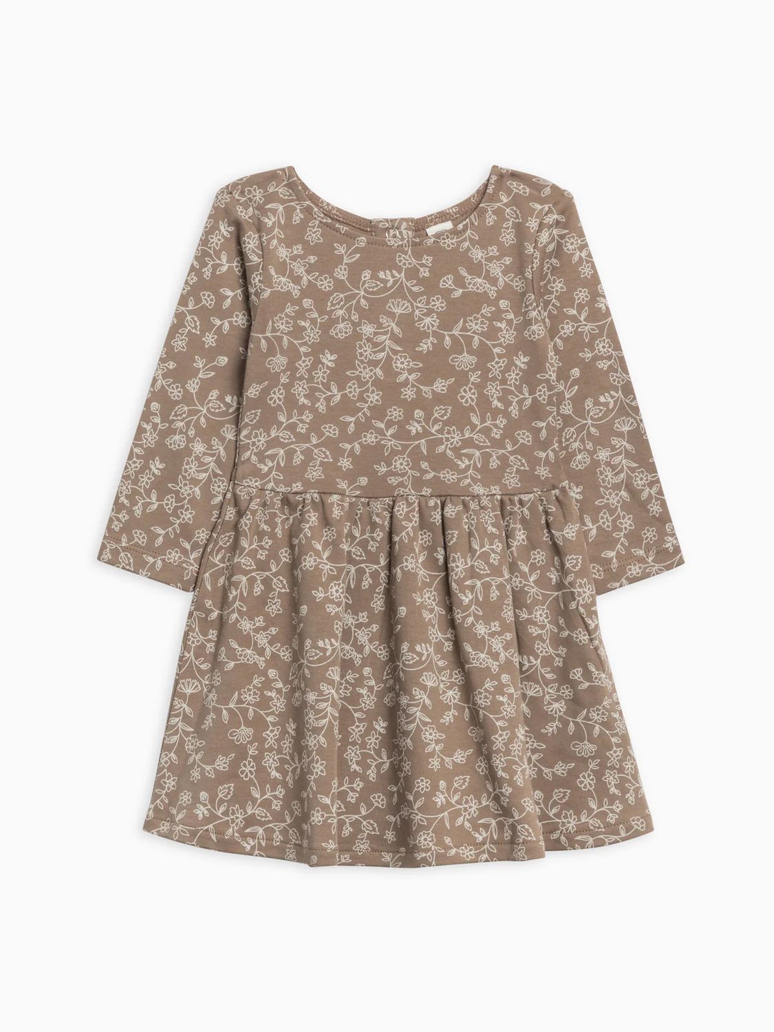 Stella Swing Dress Long Sleeve - Pip Floral + Taupe - , Size: 6-12M