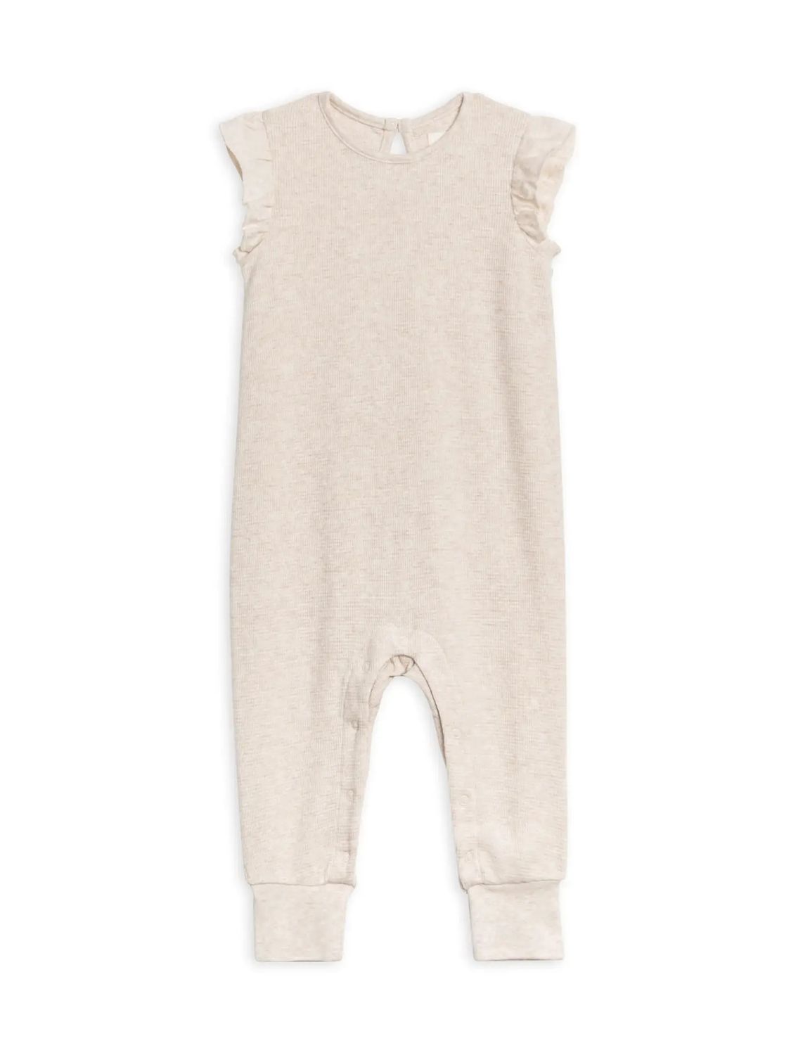 Maci Flutter Sleeve Waffle Romper - Heather Oat - , Size: 6-12M
