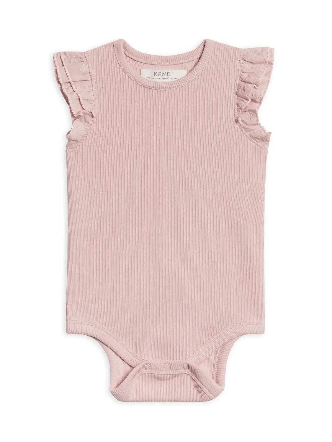 Maggie Ribbed SS Bodysuit with Eyelet Ruffle - 