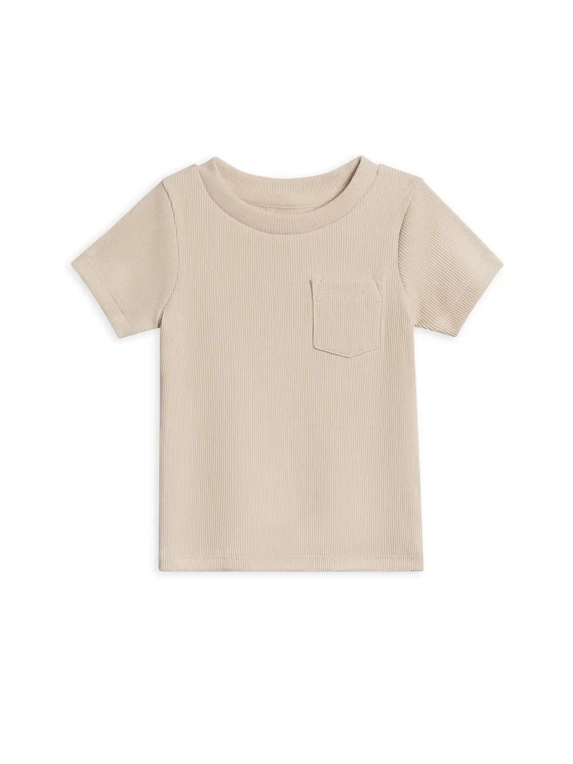 Lou Ribbed Short Sleeve Pocket Tee - Oat - 
