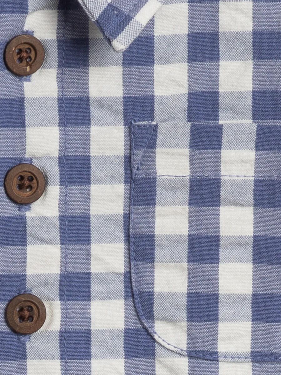 Mato Seersucker Collared Romper  - , Color: Marino Gingham -, Size: 0-3M