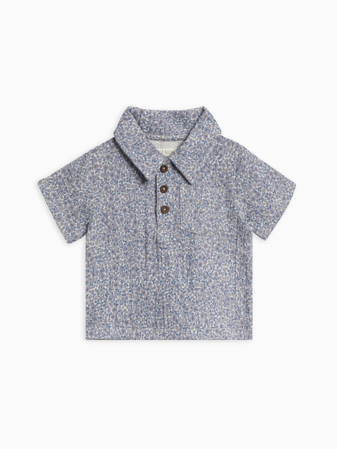 Ezra Muslin Short Sleeve Polo - , Color: Gianni Floral Marino -, Size: 5T/6