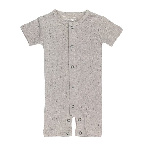 Organic Pointelle Short Sleeve Romper - , Color: Cloud, Size: 6-9m