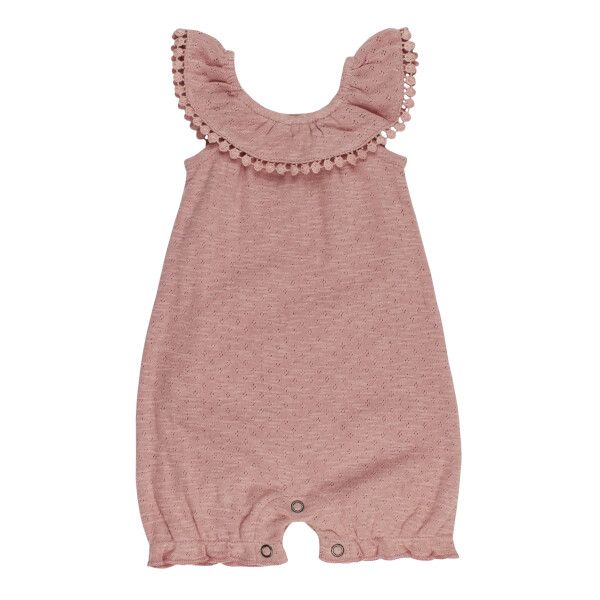 Organic Pointelle Bubble Romper, Color: Taffy, Size: 6-9M