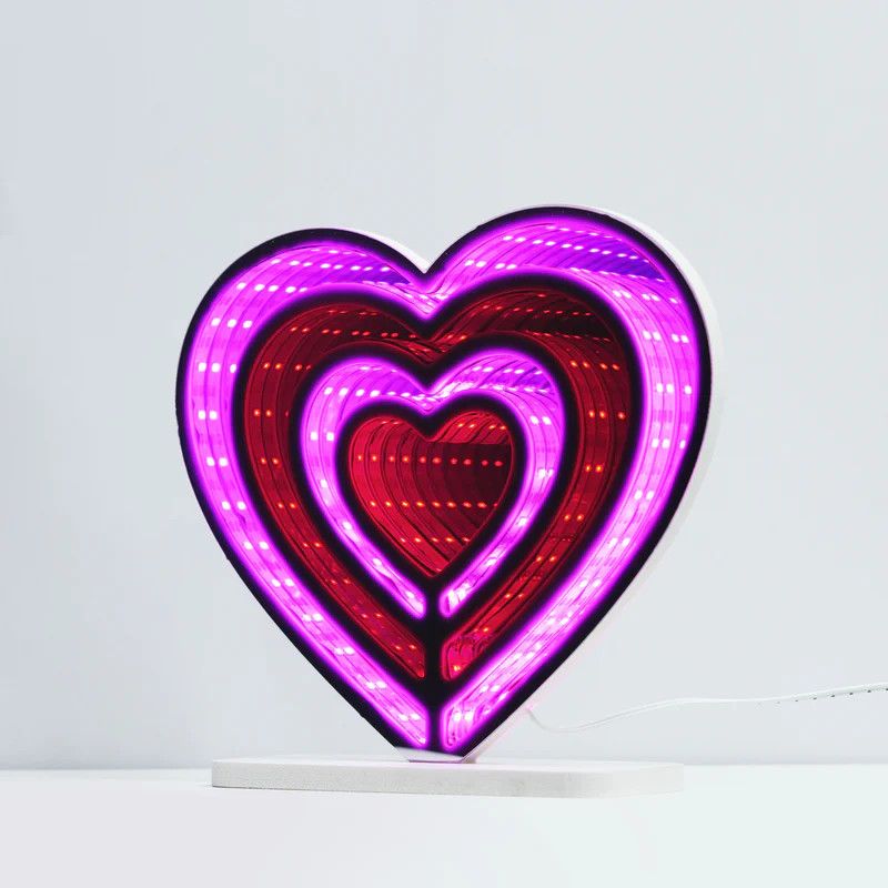 Infinity Mirror Effect Light - , Type: Heart - Red/Pink LED