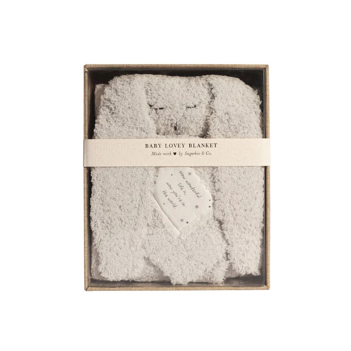 Baby Lovey Blanket, Attribute 1: Oatmeal, Attribute 2: "You are loved", Attribute 3: Bunny