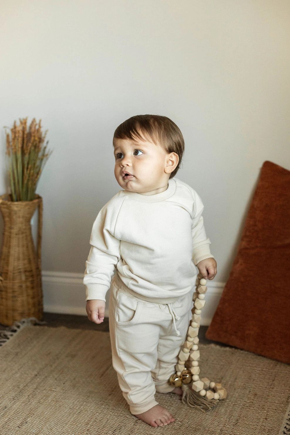 Baby Organic 2 Piece Neutral Tracksuit - Beige -, Size: 12-18 M