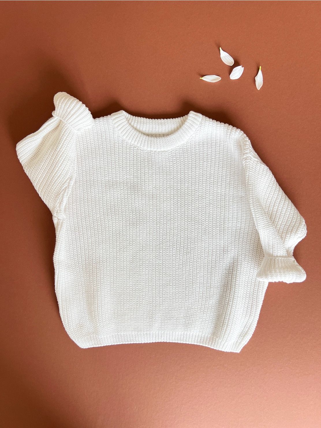 Oversized Organic Knit  Sweater - , Color: White, Size: 6-9 M