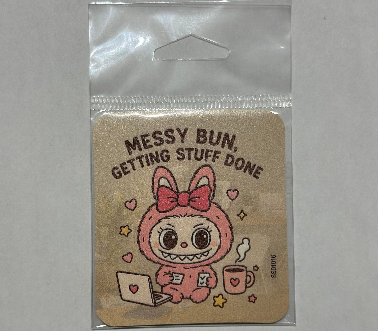 Bubu Buddies (Labubu inspired artwork) Stickers , Type: Messy Bun, Getting Stuff Done