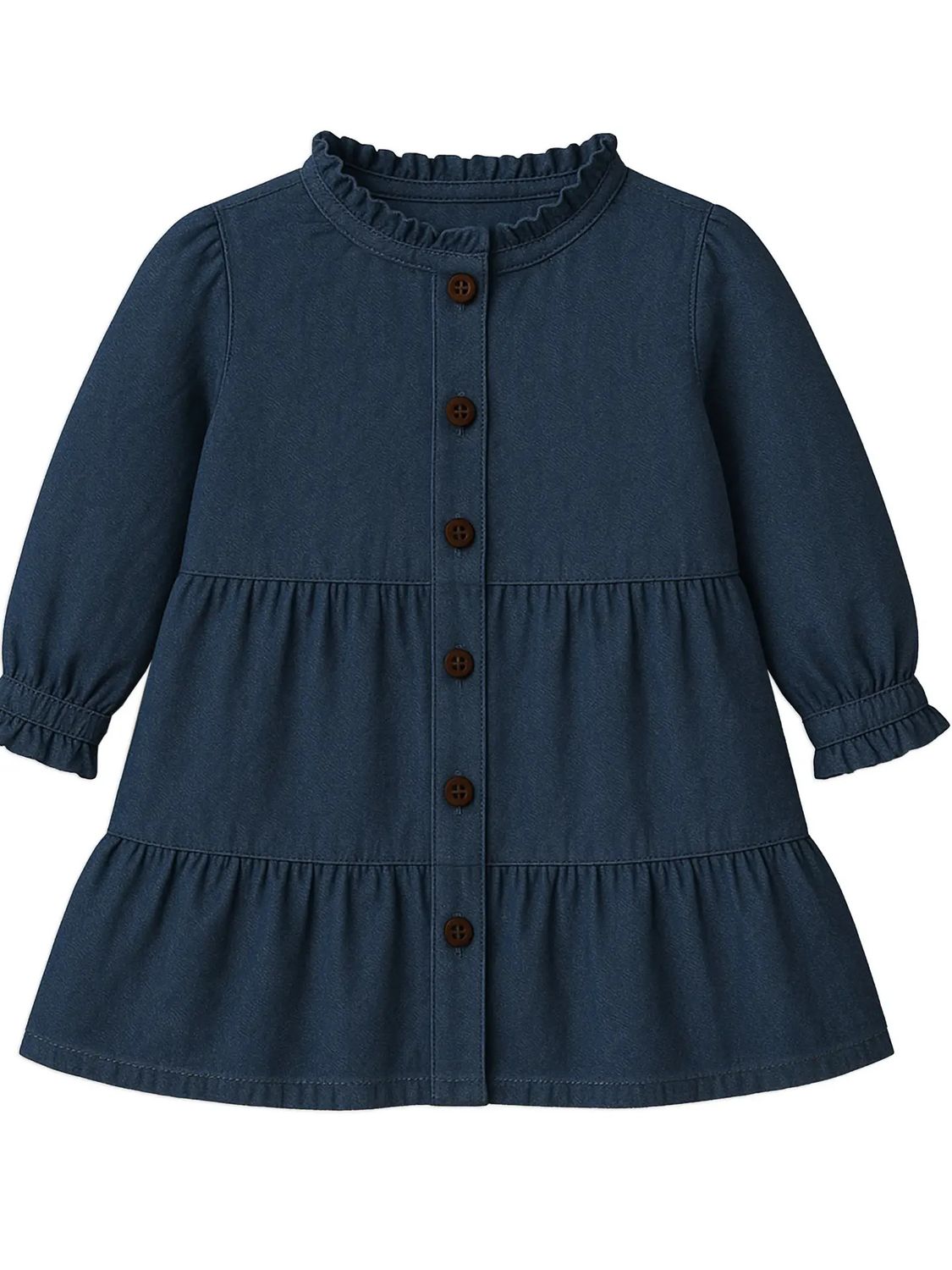 Tula Ruffle Shirt Dress - , Color: Dark Chambray, Size: 6-12M