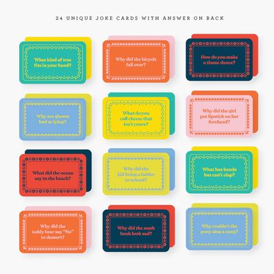 Lunchbox Jokes set of 24 notecards in metal tin