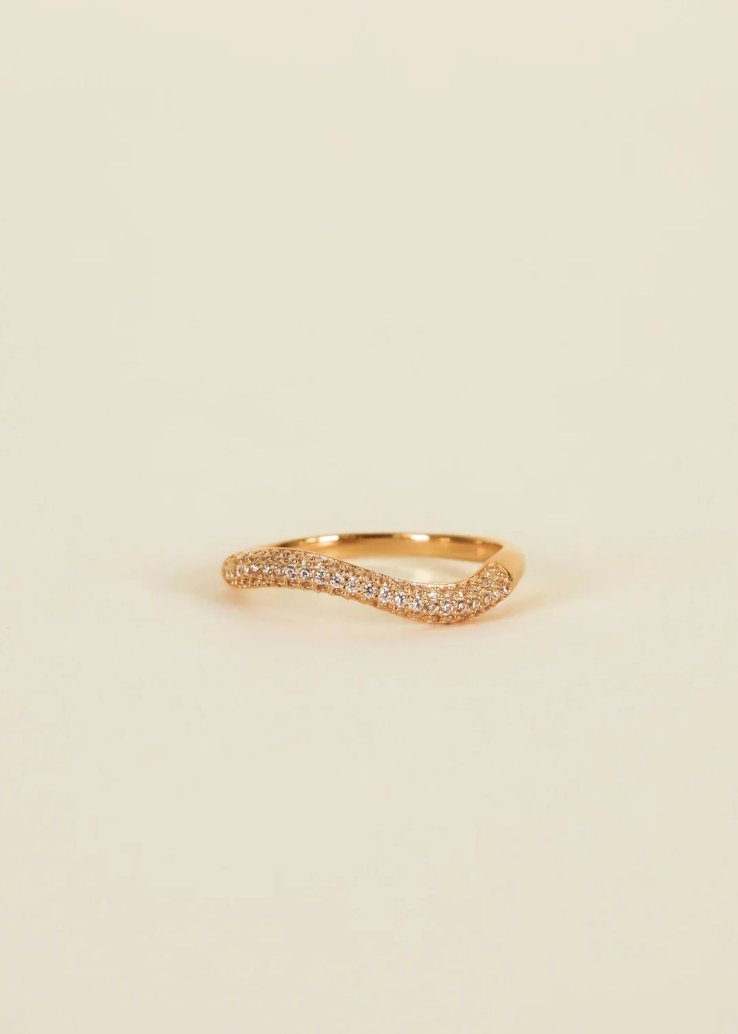 Gold Rings - Pave Wave - Champagne CZ (Size 8)