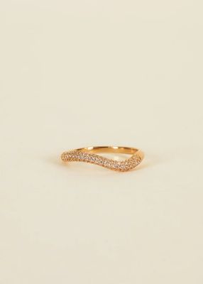 Gold Rings - Pave Wave - Champagne CZ (Size 8)