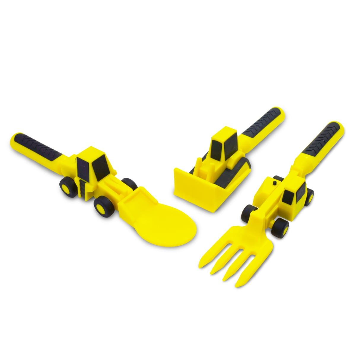 Constructive Eating 3 Piece Utensil Set, Type: Construction, Color: Yellow