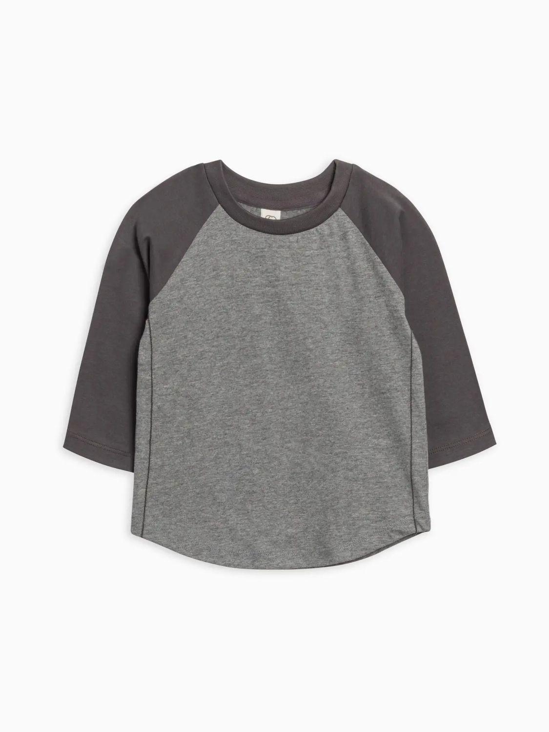 Louie Baseball Tee - , Color: Heather Charcoal + Ash -, Size: 6-12 Mo