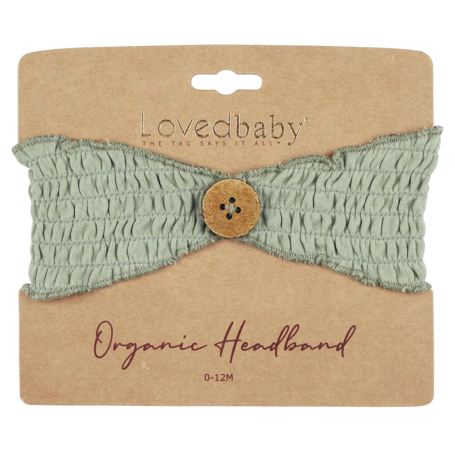 Organic Button Headband Size 12-24m in Seafoam