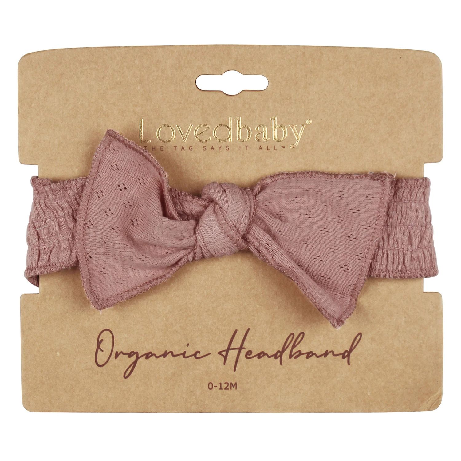 Organic Pointelle Smocked Headband Size 12-24m in Taffy