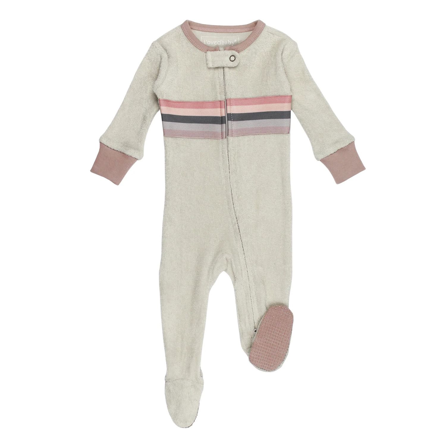 Organic Terry Cloth 2-Way Zipper Footie Size 6-9m in Pinks