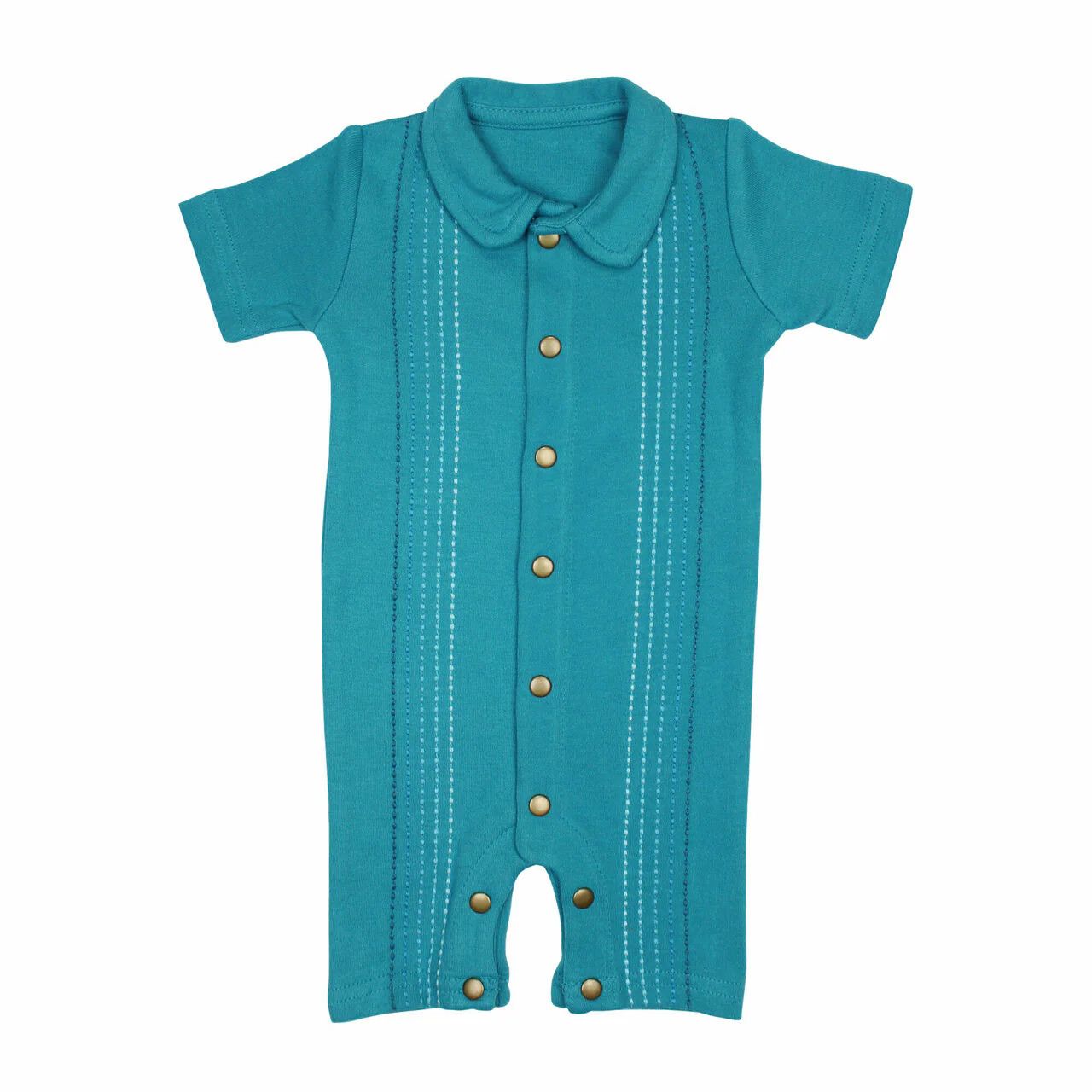 Kids' Organic Embroidered Shirt &amp; Shorts Set Size 5/6 in Teal Dash