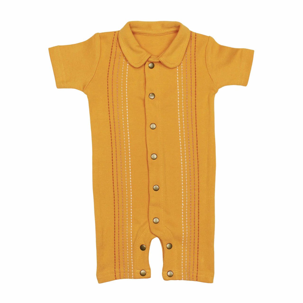 Organic Embroidered S/Sleeve Romper Size 0-3m in Tangerine Dash