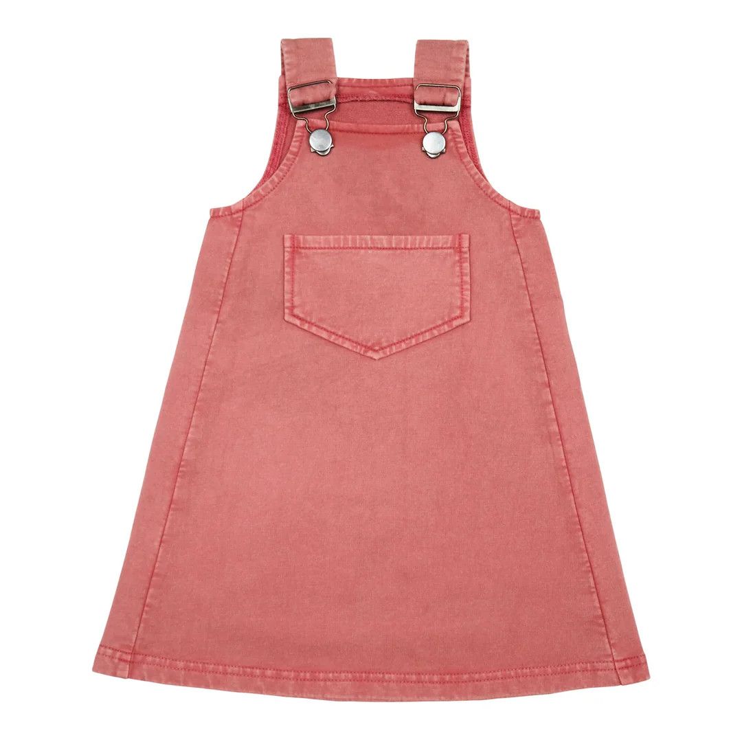 Kids' Organic Faux Denim Buckle Dress Size 3T in Sienna