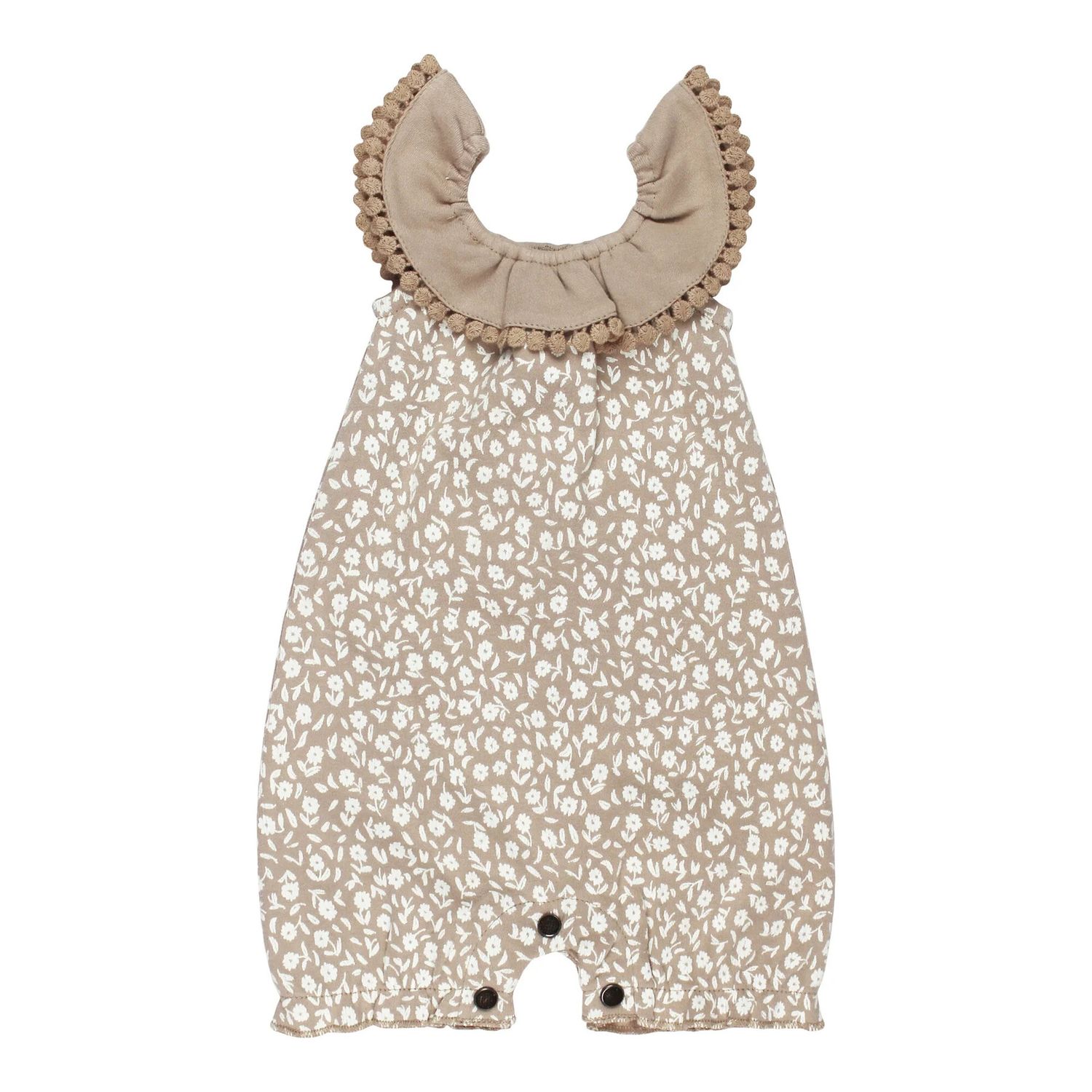 Organic Bubble Romper Size 0-3m in Oatmeal Ditsy Floral